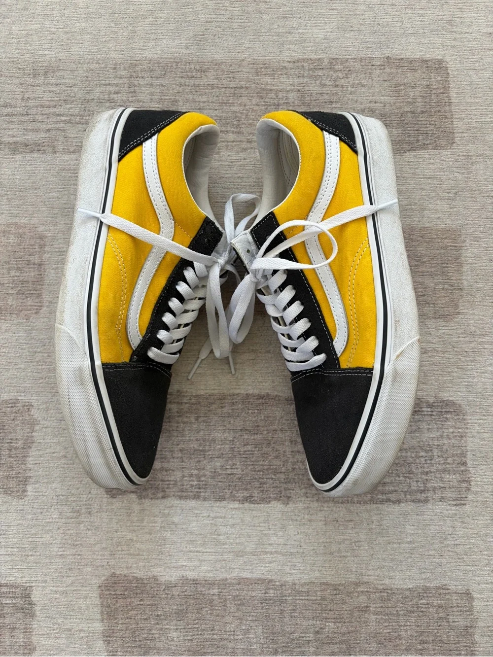 Vans Yellow, Grey and White Old Skool Low Top Sneakers